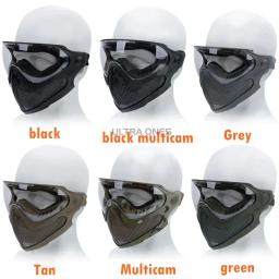 Airsoft máscara facial completa combate tático malha de aço máscara de proteção ao ar livre caça tiro paintball máscara facial com 3 lentes - Image 6