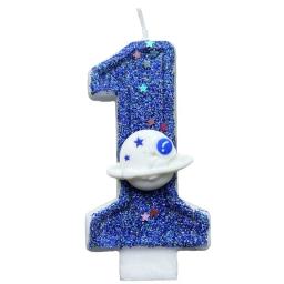 Velas digitais de aniversário, decoração de festa de bolo, velas de aniversário, planeta universo, azul, meninos e meninas, número 0-9 - Image 5