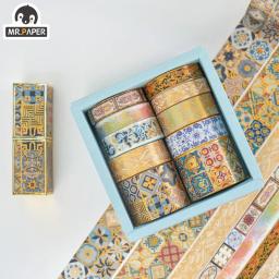 Mr Paper-Splendid Huage Série Washi Tape, 8 Design, 10 Rolado em Fita Caixa de Presente, Decoração DIY, fita adesiva criativa, Scrapbook - Image 2