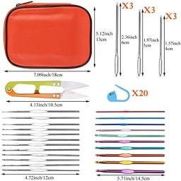 KRABALL-Agulhas de tricô ergonômicas com estojo de armazenamento, Crochet Hooks Kit, Agulhas sem corte, Ponto Marcador, 54Pcs - Image 2