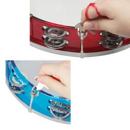 Tambor de mão ajustável para crianças Tamborim ajustável Double Row Jingles, percussão musical, presente de aniversário, brinquedos com peças, 10 polegadas - Image 3