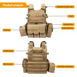 Colete tático com bolsa de nylon, armadura, placa de caça, acessórios airsoft, combate, jogo cs, segurança, 6094 - Image 3