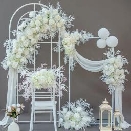 Fundo De Flor Artificial, Arco Do Casamento, Linha De Flores, Arranjo Floral, Foto Props, Branco Puro, Decoração De Casamento De Luxo, Decoração De Palco - Image 2