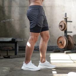 Calção de compressão esportiva casual masculina, performance impressa na Bíblia, malha, corrida, calça curta esportiva, treino para adultos, 2 em 1 - Image 3