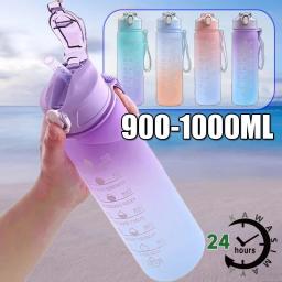 Kawasima-900 ml garrafa de água esportiva, com marcador de tempo, à prova de vazamentos, portátil, fitness, bpa livre - Image 1