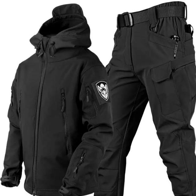 Jaqueta Tática de Caça para Homem em Softshell Camuflado, Impermeável e Quente para Outono e Inverno com Capuz
