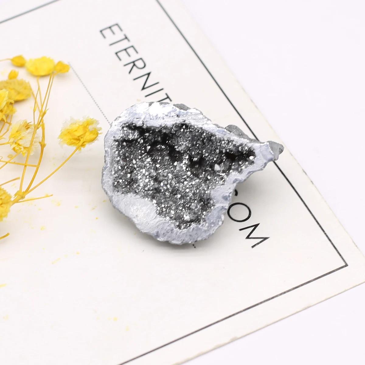 Tigela De Tesouro De Ágata Natural, Espécime De Gema De Energia, Galvanizado Colorido, Artesanato De Pedra Em Casa, Jóias, Decoração De Exibição De Paisagem, 1Pc - Image 1
