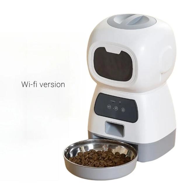 Dispensador Automático de Alimentos Secos para Animais de Estimação com Conexão Wi-Fi - Tigela Inteligente para Gatos e Cães
