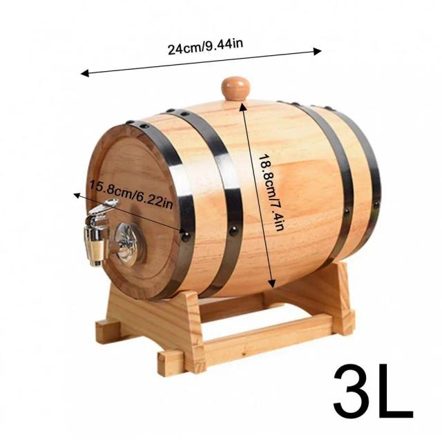 Barril Vintage de Madeira para Cerveja e Vinho: Dispensador Elegante com Torneira para Suprimentos de Cozinha e Casa Cervejaria