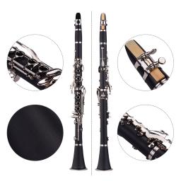 ABS 17-chave clarinete com estojo, Bb plana, luvas, pano de limpeza, Mini chave de fenda, Reed Case, 10pcs palhetas, instrumento de sopro - Image 2