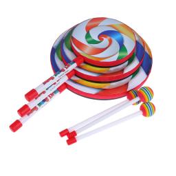 Lollipop mão tambor para crianças, instrumento de percussão, acessórios coloridos dança, brinquedo musical, ensino pirulito, 6/8/10 polegadas - Image 6