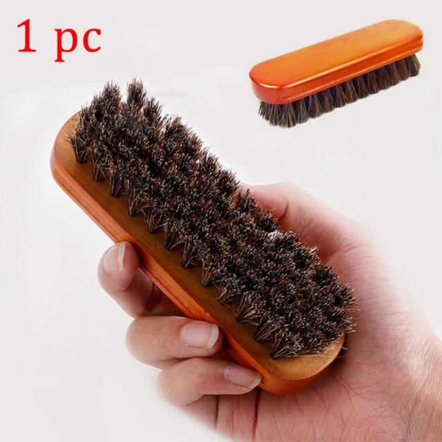 Escova de Sapato Couro Madeira Sólida Cabelo Cavalo Limpeza Polimento
