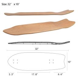 Surf skate deck, qualidade profissional, 33x10 polegadas, 1 parte - Image 5