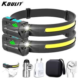 COB + XPE Indução Farol USB Recarregável LED Cabeça Lanterna Com 18650 Bateria Embutida Camping Farol Pesca Lanterna - Image 1