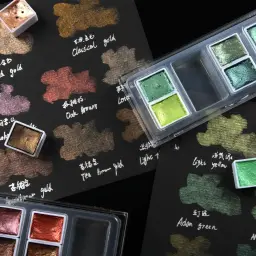 SeamiArt-Conjunto portátil de tinta aquarela sólida, Metallica Glittery, Pintura Aquarela, Arte Suprimentos, 8 12 cores - Image 5