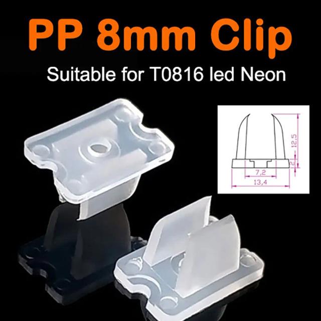 Clips Conectores Flexíveis para Fitilhos LED - Suporte Plástico de Alta Qualidade para Luz Néon em 6x12mm e 8x16mm, Ideal para 2835