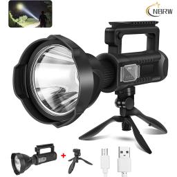 Lanterna recarregável de led de alta intensidade, luz super brilhante com 4 modos, pod, à prova large, grande sear, com tripé - Image 1