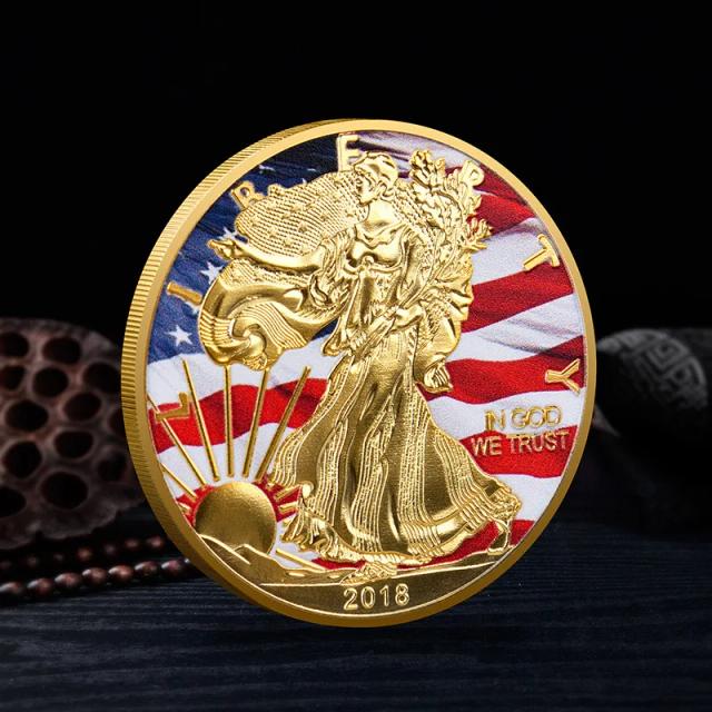 Moeda Comemorativa da Estátua da Liberdade - Moeda Desafio Pintada da América 1oz, Presente Elegante para o Ano Novo em Coleção Exclusiva