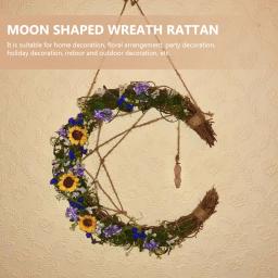 Mubarak Rattan Wreath Circle para porta da frente, aros DIY, videira guirlanda, forma da lua, artesanato para decoração de Natal, verão, 2 pcs - Image 3