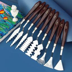 Faca de paleta de aço inoxidável, mistura de cores, desenho espátula, pintura a óleo, raspador guache - Image 1