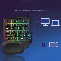 Teclado para jogos com fio USB de mão única, Retroiluminação RGB, Mini teclado para gamer, Computador portátil, Desktop, PC, Ergonômico, 35Key - Image 3