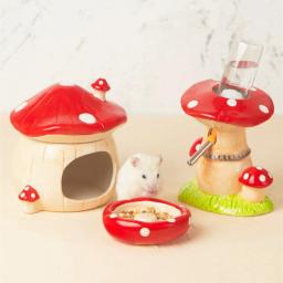 Cute Mushroom House Pet Bowl, Gaiola de Hamster, Coelho Pequeno, Furão, Chinchila, Produtos Pet, Fonte de Água, Artigos Pet, 2024 - Image 1