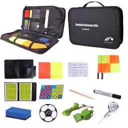 Futebol árbitro Flag Kit, Coin Cards Whistle Set, Futebol profissional, Equipamento de treino desportivo, Cartão vermelho e amarelo - Image 1
