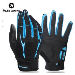 Oeste ciclismo-luvas de ciclismo gel respirável, antiderrapante, dedo inteiro, silicone, para tela sensível ao toque, para esportes, mtb, enduro, verão - Image 1
