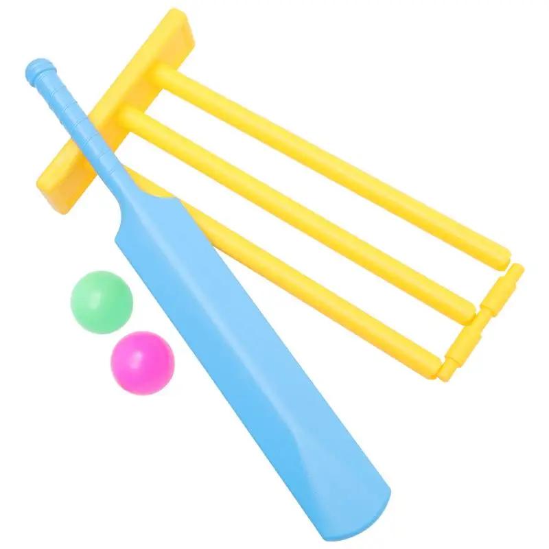 4 pçs crianças conjunto de críquete ao ar livre jogando críquete bat coto pai criança jogo esportivo interativo para quintal () - Image 1