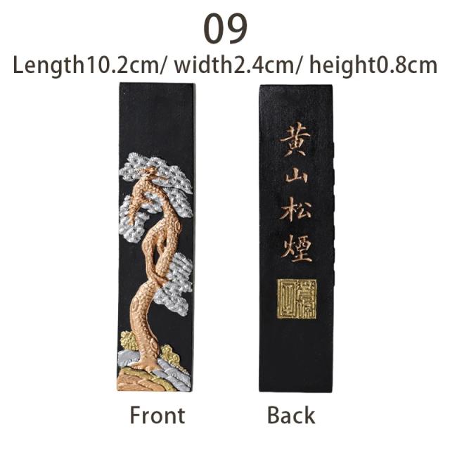 Conjunto Artesanal de Caligrafia Chinesa: Pedra de Tinta, Bloco e Vara de Pintura com Fumaça de Pinho