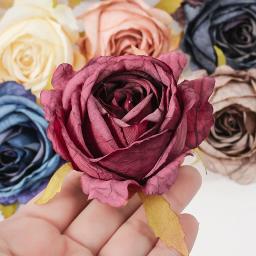 Seda artificial rosa flores cabeça, flores falsas macias, grinalda caixa de presente, ofício da noiva, casamento, decoração do casamento, DIY, 3 pcs, 5pcs - Image 5