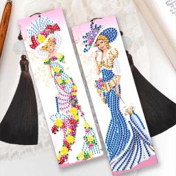 Marcador de couro para senhora, pintura diamante DIY, artesanato mosaico, arte artesanal presentes, 2PCs - Image 4