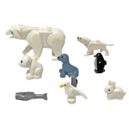 8 pçs mini animais polares asst blocos de construção brinquedos diy urso polar urso branco lobo leão marinho gaivota coelho peixe pinguim tijolos - Image 6