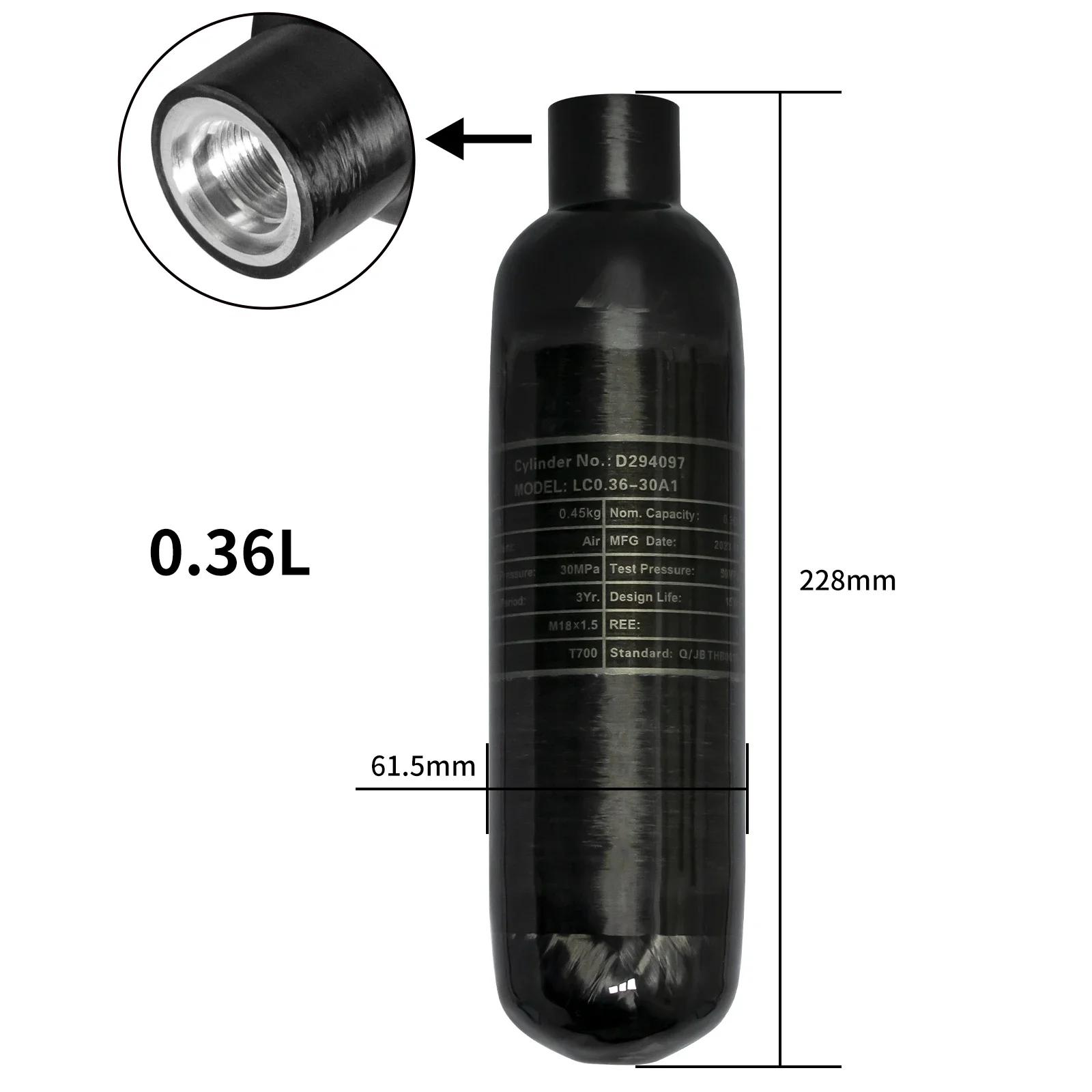 Cilindro de fibra de carbono 4500psi 300bar 30mpa 0,36l 0,42l 360cc 420cc tanque hpa cilindro de mergulho de alta pressão m18 * 1.5 - Image 1