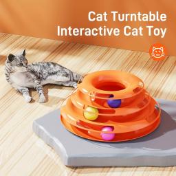 Interativo Play Track Tower para Cat, Quatro Camadas Turntable, Teaser Toy para Indoor, Fornecimento - Image 3