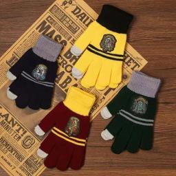 Chapéu e Luvas de Malha Hogwarts para Crianças, Acessórios Quentes, Grifinória, Sonserina, Decoração de Logotipo, Presentes de Festa - Image 4