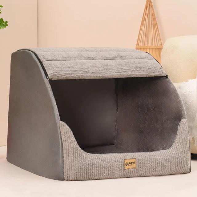 Canil Quente Removível e Lavável para Cães Grandes - Ninho Semi-Fechado Ideal para Golden Retriever no Inverno