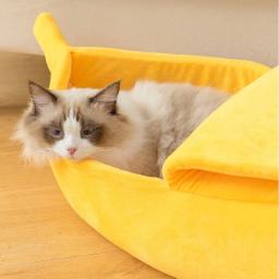 Banana cama para gato, engraçado e bonito, tapete acolhedor e quente, cesta durável e portátil, canil para cão e gato, almofada multicolor, multicolor - Image 4