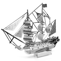 Preto pérola navio pirata 3d metal puzzle modelo kits diy corte a laser quebra-cabeças brinquedo para crianças - Image 1