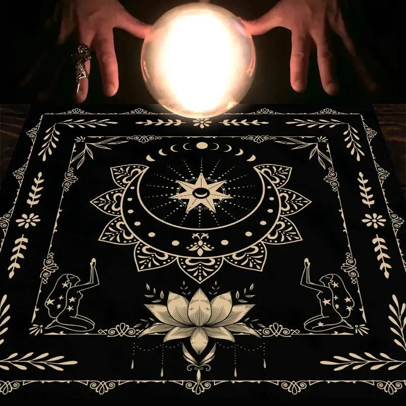 Toalha De Mesa De Tarô Com Seu Poder, Em Forma De Serpente, Estampa Floral e Vegetal, Toalha De Mesa Astrologia, Decoração De Altar, 1Pc - Image 1