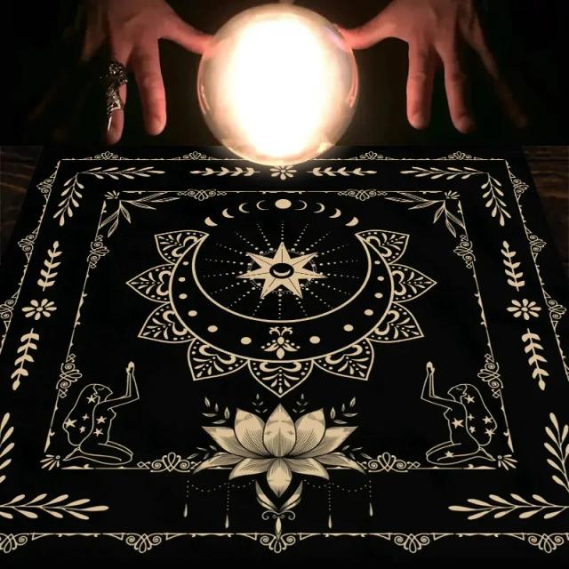 Toalha de Mesa de Tarô em Forma de Serpente com Estampa Floral e Vegetal para Decoração de Altar e Astrologia