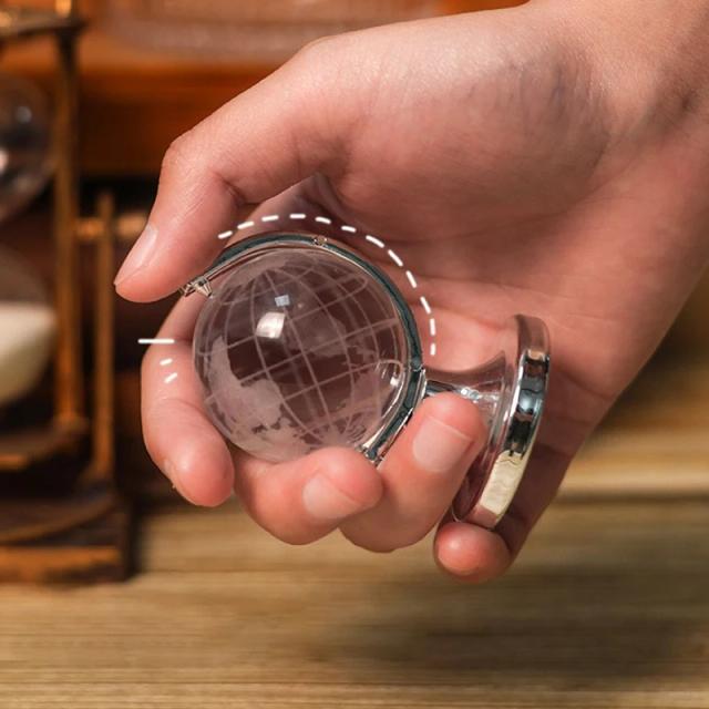 Ornamento de Mesa Mini Globo de Cristal Giratório para Decoração de Casa