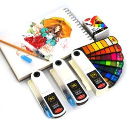 Dobrável Aquarela Pintura Set com Água Escova Pen, Sólida Pintura Pigmento Set para Estudantes, 18 24 36 42 Cores - Image 3