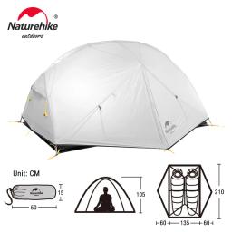 Naturehike mongar 2-3 pessoa barraca de acampamento ao ar livre 20d tecido náilon dupla camada impermeável ultraleve 3 temporada vestibular tenda - Image 5