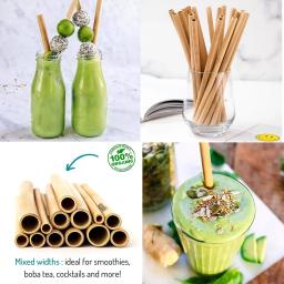 Canudos reutilizáveis, conjunto com escova, canudos de bambu, ecológico, natural, para festas, acessórios de bar, utensílio para bebidas - Image 6