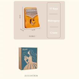 17 teclas kalimba cor gradiente design polegar piano mogno corpo de madeira instrumentos musicais com aprendizagem livro afinação martelo - Image 6