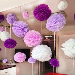10'2525cm artesanal pompons de papel de tecido casamento decorativo flor bola chá de fraldas festa de aniversário decoração de papel pom poms - Image 1