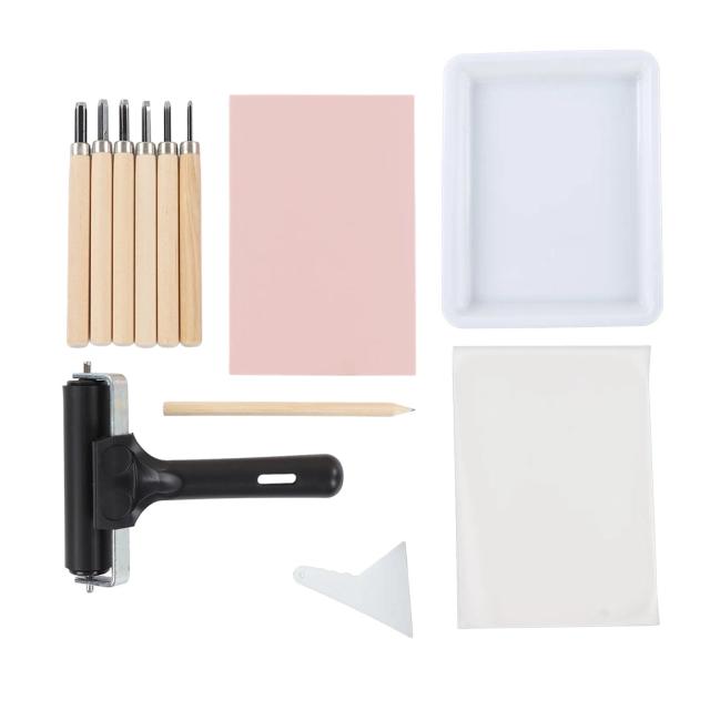 Kit Completo de Ferramentas de Escultura para Iniciantes: Facas Sortidas, Selos e Rolo Flexível para Projetos DIY