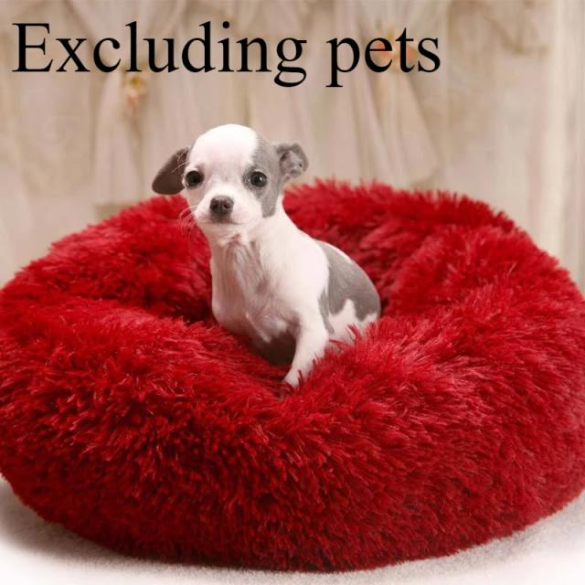 Cama Circular de Pelúcia Confortável e Quente para Gatos e Animais de Estimação