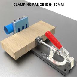 Ajustável bolso Buraco Jig Kit, Punch Locator, Liga de alumínio, Passador Jig, Marcenaria, Carpintaria, DIY Drilling Guide, 9,5 milímetros, 3 Buracos - Image 2